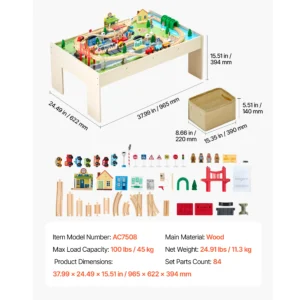SucceBuy Kids Wooden Train Table Set