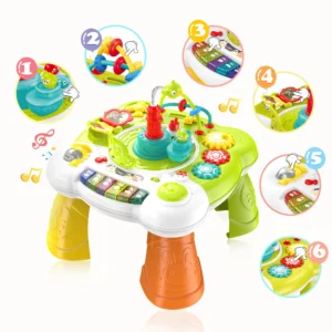 Toddler Musical Activity Table: Interactive Learning Toy With Piano, Lights & Toddler-Ready Activities - Green Plastic Design