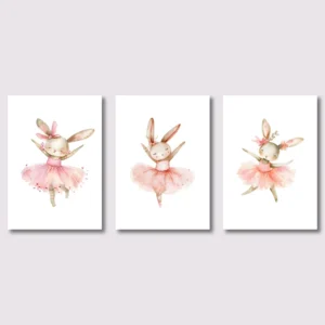 Cute Ballerina Bunny Ballet Canvas Posters Girls Room Decor