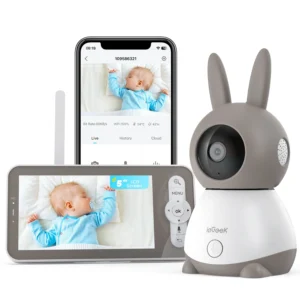 Baby Surveillance Camera, 360° PTZ Baby Monitor with Camera and Dual Screen Preview, Motion Detection